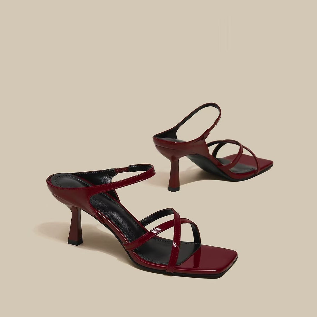 Damen Elegante und verführerische Sling-Sandalen mit schmalem Riemendesign EB