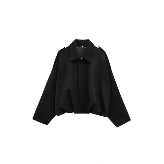 Damen modische Oversize-Jacke mit verstecktem Bund und Schulterdetails EB