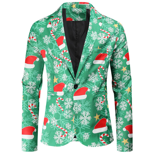 Herren Festlicher Blazer mit weihnachtlichem Motiv und modernem Schnitt EB