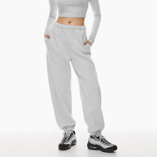 Damen nan gebürstete Relax-Jogginghose mit extra weitem Bein und elastischem Rippabschluss EB