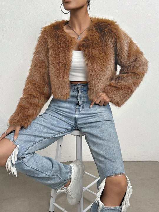 Damen Flauschige Kurzjacke EB
