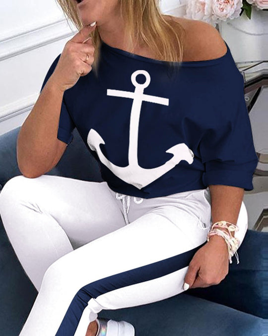 Damen Oversize T-Shirt mit Anker-Druck EB