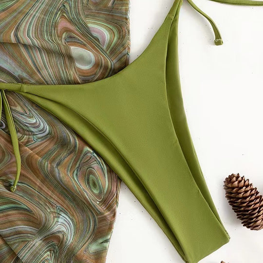 Damen Bikini-Set mit raffiniertem Wickeldesign und dekorativem Oberteil EB