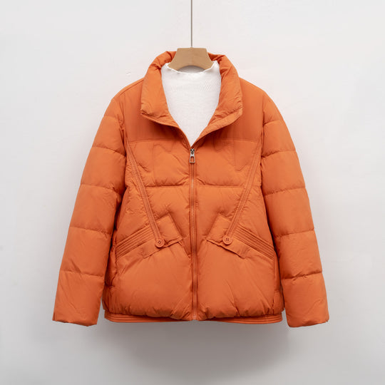 Damen gesteppte Winterjacke mit praktischen Taschen und hohem Kragen EB