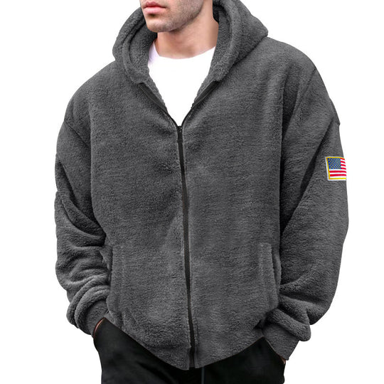 Herren kuscheliger Fleece-Hoodie mit Kapuze und Reißverschluss EB
