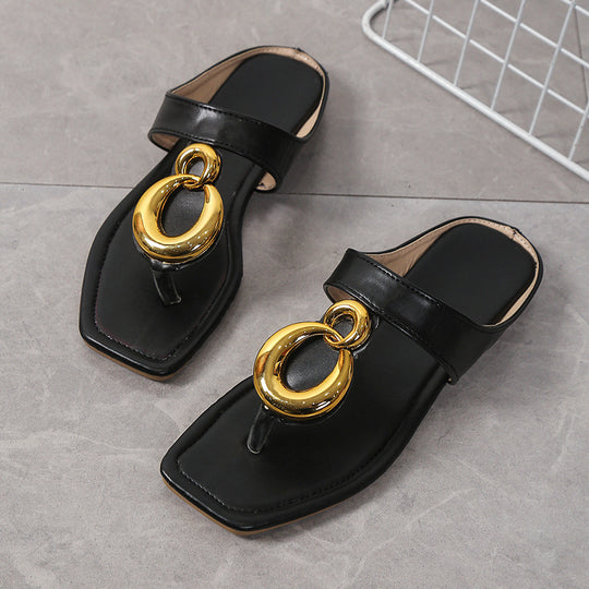 Damen modische Zehentrenner-Sandalen mit luxuriösem Schnallen-Detail und bequemer Fußbettung EB
