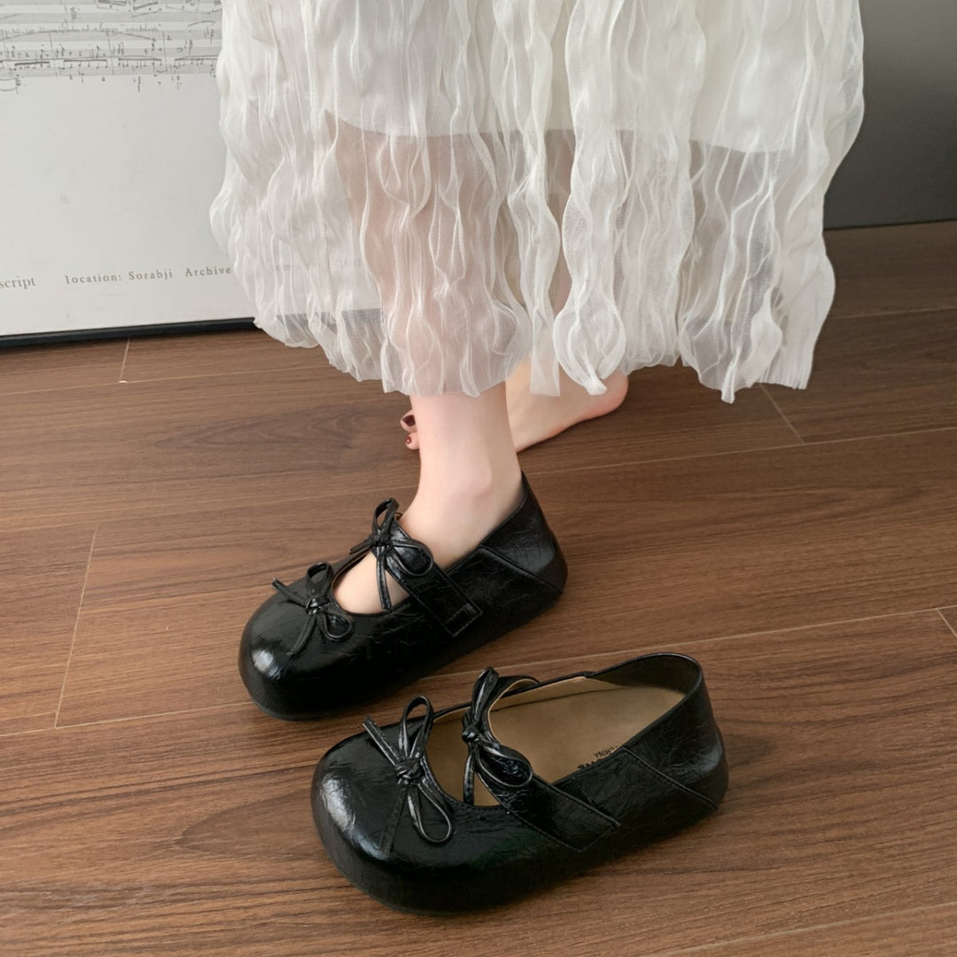Damen Ballerinas mit elegantem Knotenverschluss und rutschfester Sohle EB