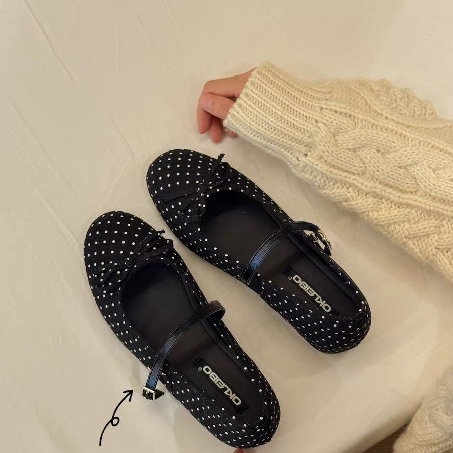 Damen Ballerina-Schuhe mit floralem Muster und Riemchen EB