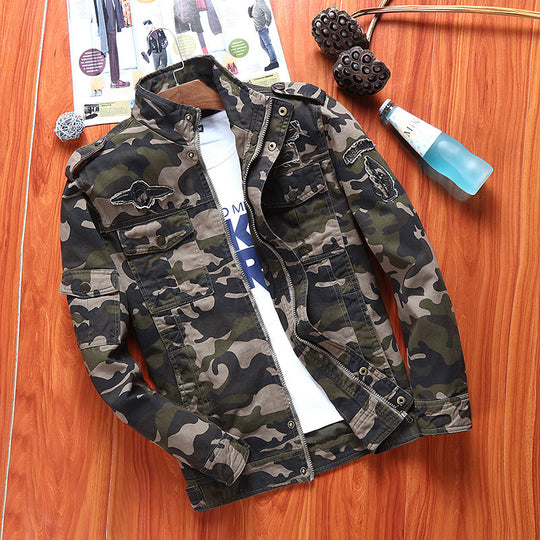 Herren Camouflage-Fieldjacke im Utility‑Look mit Mehrfach‑Taschen und Schulterepauletten EB