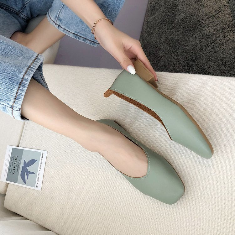 Damen elegante Ballerinas mit quadratischer Spitze und komfortablem Blockabsatz EB