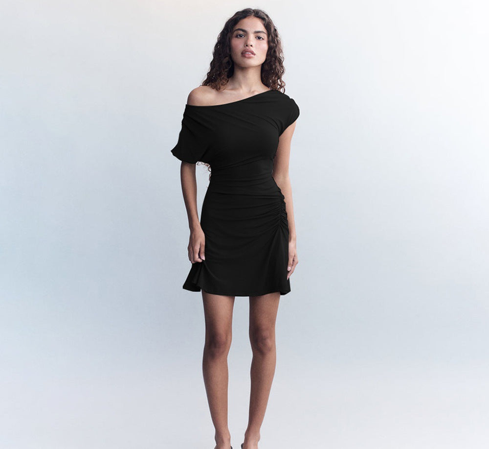 Damen Off-Shoulder Kleid mit Raffung EB
