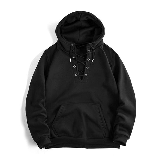 Damen Kapuzenpullover mit raffiniertem Schnürdesign und praktischer Kängurutasche EB
