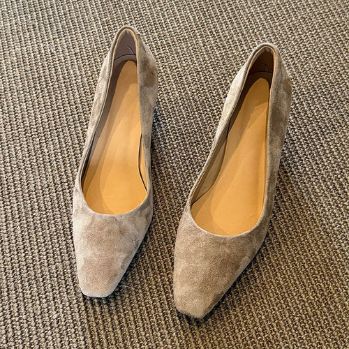 Damen edel wirkende Flachschuhe aus Wildleder mit modischer Spitze EB