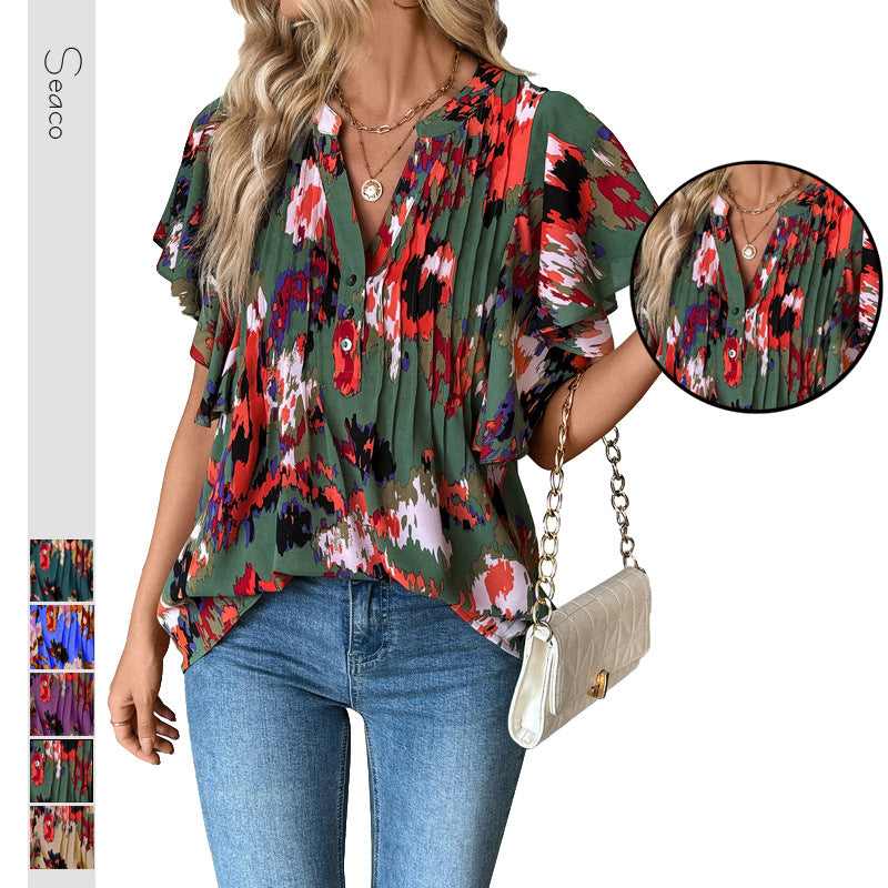Damen Bluse mit Rüschenelementen und strukturiertem Design EB