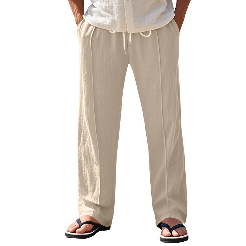 Herren Luftige Strandhose mit verstellbarem Kordelzug und seitlichen Taschen EB