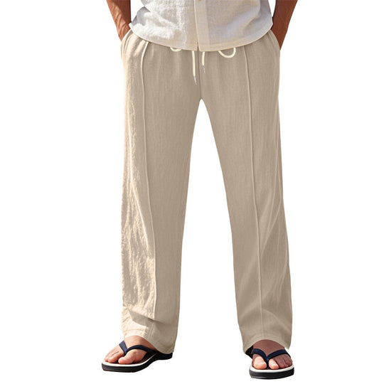 Herren Luftige Strandhose mit verstellbarem Kordelzug und seitlichen Taschen EB