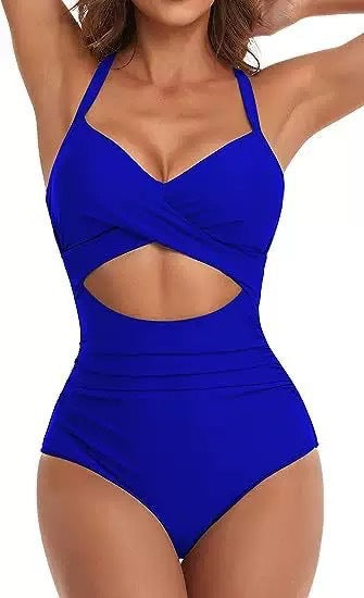 Damen Cut-Out Badeanzug mit Kreuzgurt EB