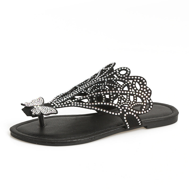 Damen elegante Riemchen Sandalen mit funkelnden Strassverzierungen und detaillierter Schnittführung EB