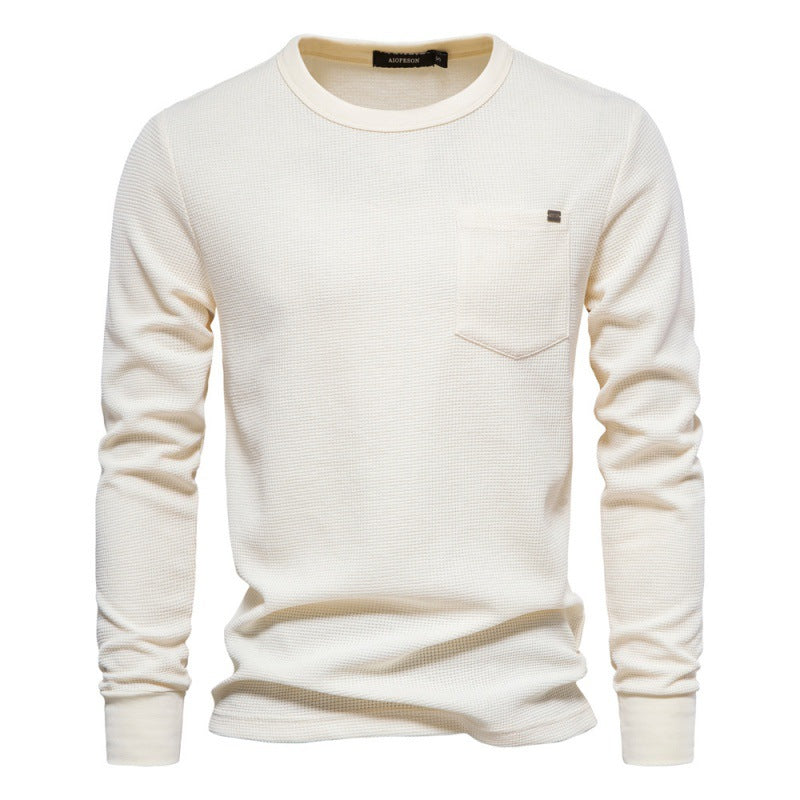 Herren Langarmshirt mit modularem Waffelstruktur und praktischer Brusttasche EB