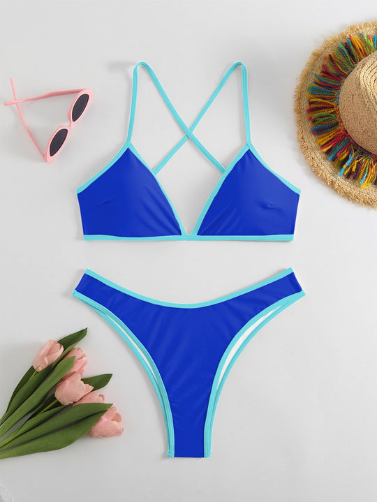 Damen Triangel-Bikini mit X-Träger-Design EB