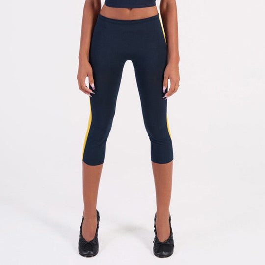 Damen Sportliche 3/4-Leggings mit seitlichen Kontraststreifen EB