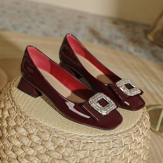 Damen Elegante Ballerinas mit funkelnder Schmuckschnalle EB