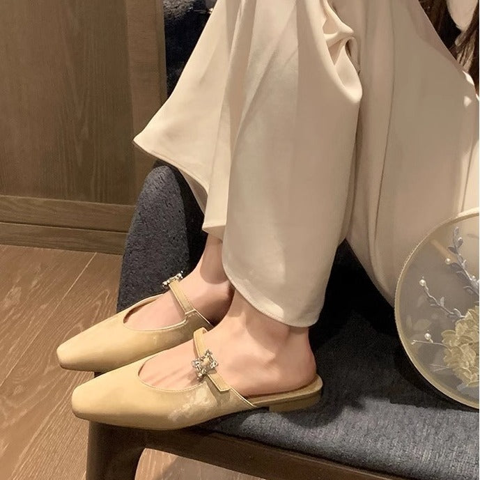Damen elegante Slingback-Mules mit modischer Schnalle EB