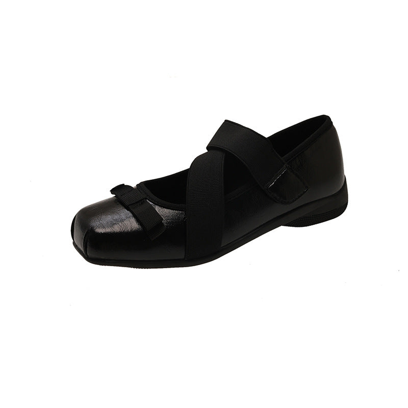 Damen Ballerinas mit elastischen Riemen und dekorativer Schleifen-Applikation EB