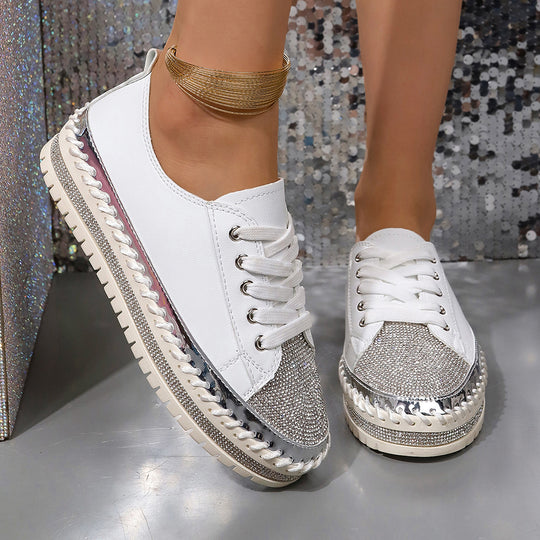Damen Glamouröse Sneaker mit funkelndem Strass und trendiger Profilsohle EB