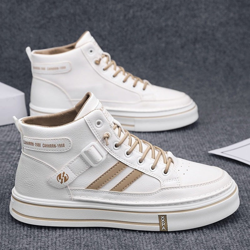 Unisex Mid-Top Street-Sneaker mit verstärkter Cupsohle, dekorativem Gurt und gepolstertem Knöchelkragen EB