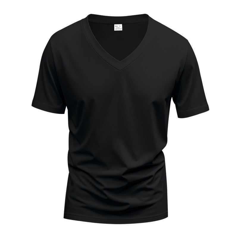 Herren nan V-Ausschnitt-T-Shirt aus Stretchbaumwolle mit ergonomischem Schulterschnitt und flachem Saum EB
