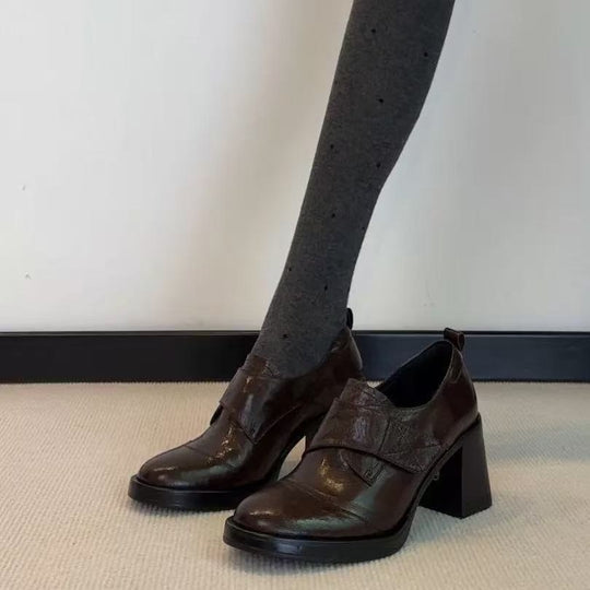 Damen modische Halbschuhe mit breitem Klettverschluss EB