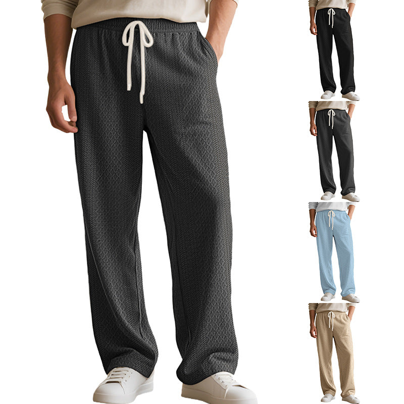 Damen nan komfortable strukturierte Loungehose mit elastischem Kordelbund und geradem Bein EB