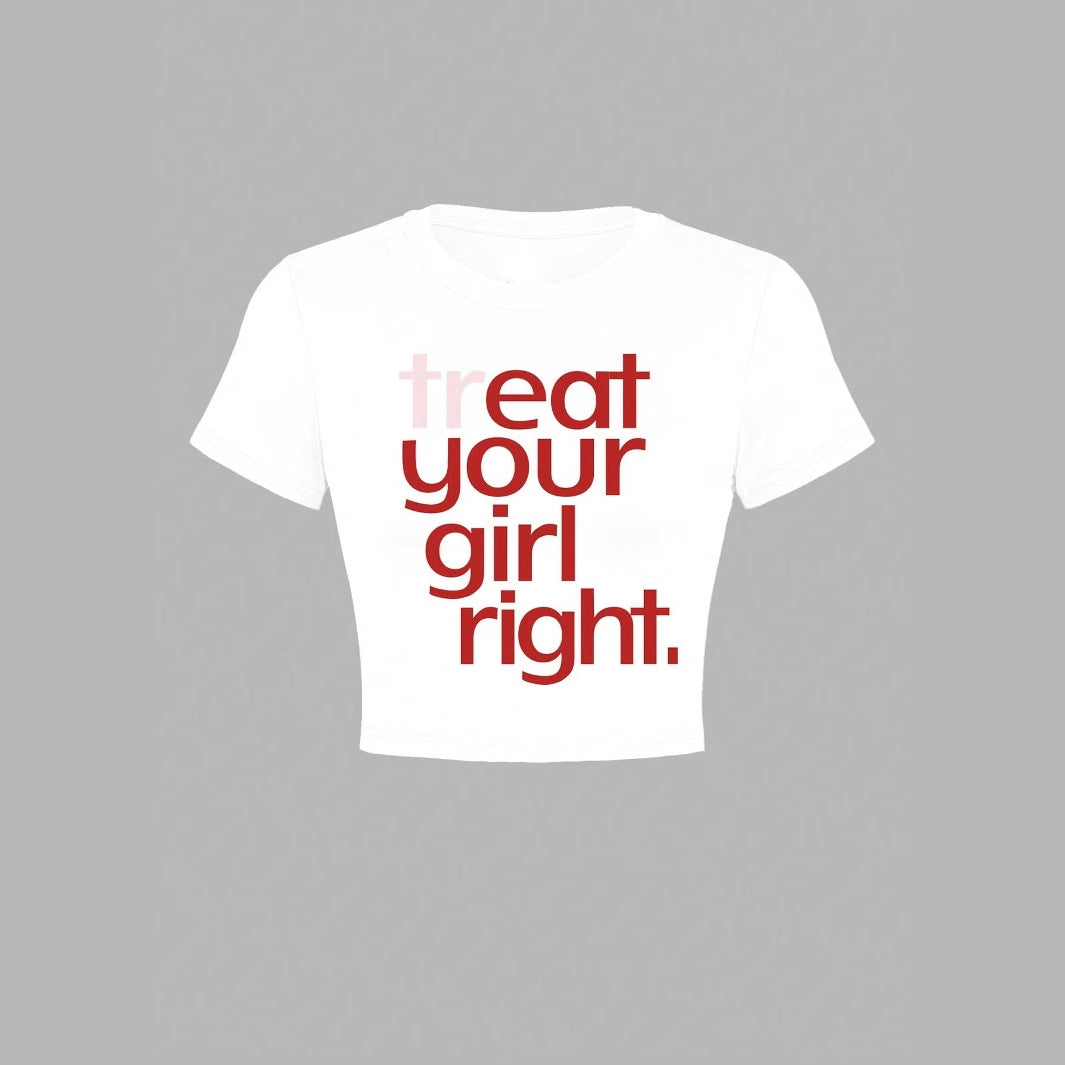 Damen Crop-T-Shirt mit kreativem Statementdruck EB