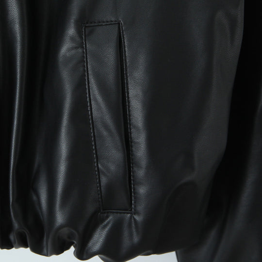 Damen Kunstleder Bikerjacke im lässigen Cropped-Design EB