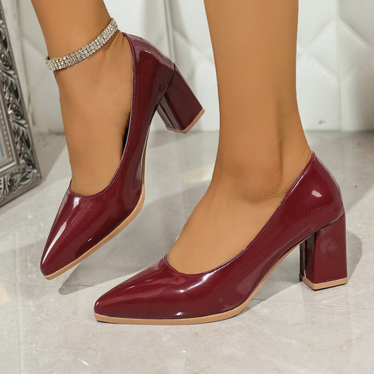 Damen elegante High Heel Pumps mit glänzendem Finish EB