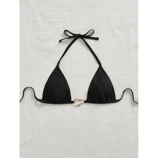 Damen Triangel-Bikinioberteil mit verstellbaren Trägern und elegantem Goldverschluss EB