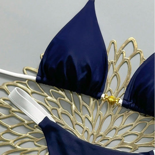 Damen Triangel-Bikini mit modischen Kontrastdetails EB