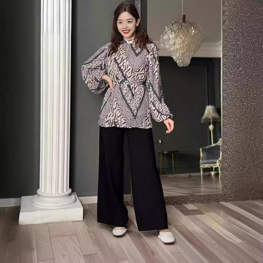 Damen Modischer Oversize-Blazer mit Gürtel EB