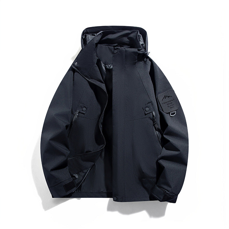 Herren wind- und wasserdichte Functional-Parka mit verschließbaren Zipper-Taschen und verstellbarer Kapuze EB