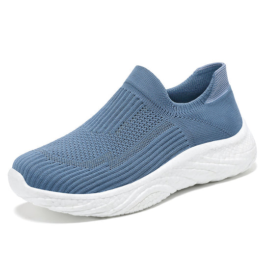 Damen nan nahtloser Strick-Slip-On Komfort-Laufschuh mit sockenähnlichem Schaft und gedämpfter Wellen-EVA-Sohle EB