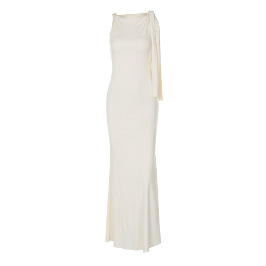 Damen Elegantes Maxikleid mit asymmetrischen Trägerdetails EB
