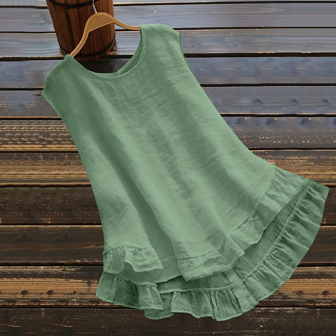 Damen Leichtes Sommerkleid aus atmungsaktivem Material mit Rüschendetails EB