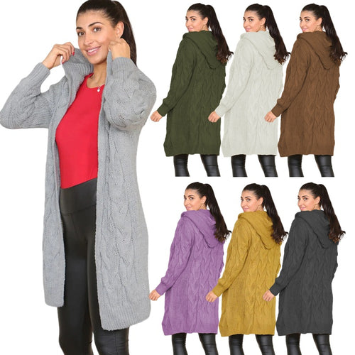 Damen Strickjacke mit oversized Schnitt und kunstvollem Kabelmuster EB