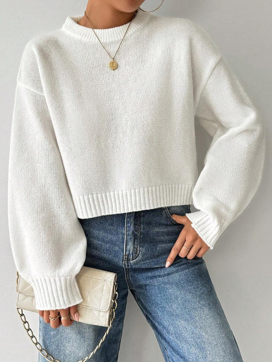 Damen modischer Oversized-Pullover mit lässigem Schnitt und breiten Ärmeln EB