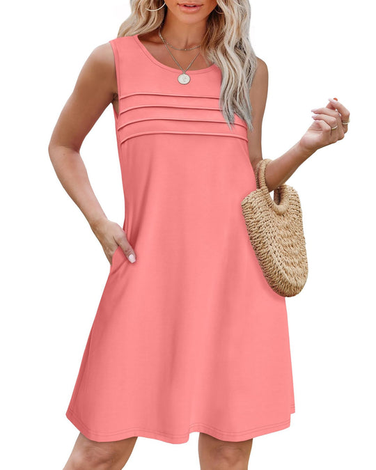 Damen Sommerkleid mit eleganter Faltenstruktur und praktischen Eingrifftaschen EB