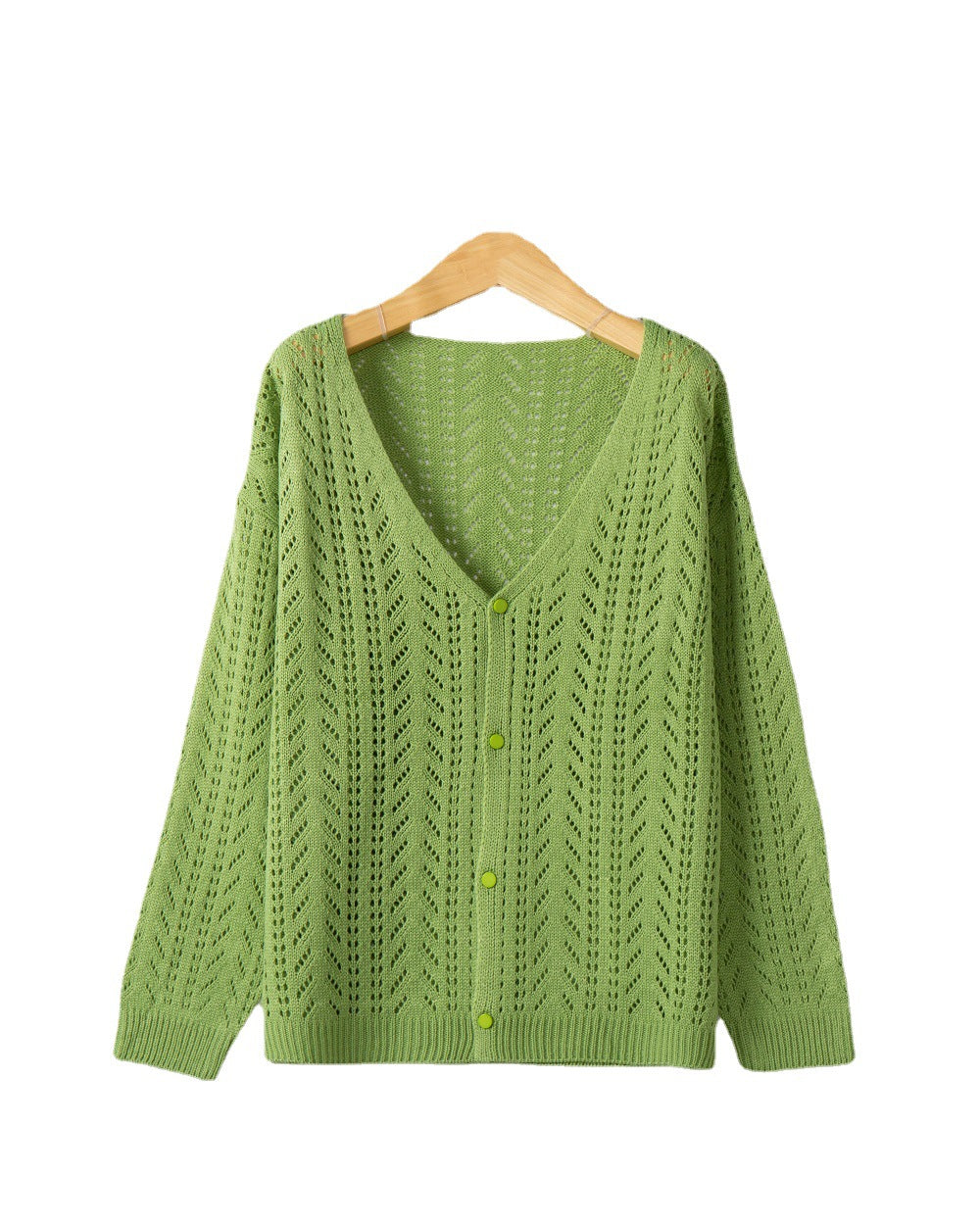 Damen Strickcardigan mit luftiger Lochmusterung und V-Ausschnitt EB