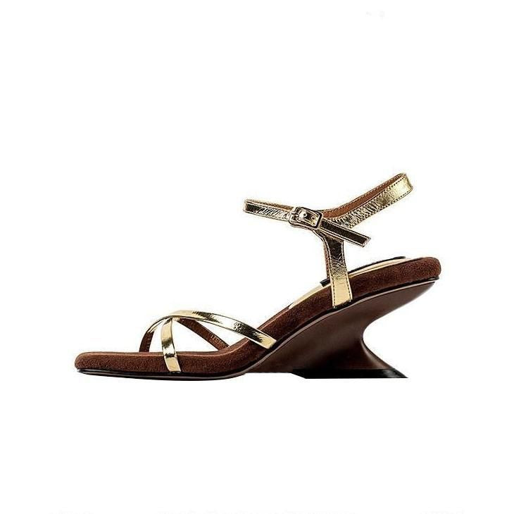 Damen elegante Sandalen mit schimmerndem Riemchen EB