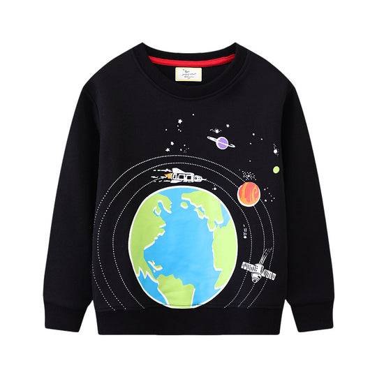 Kinder Sweatshirt mit leuchtendem Weltraum-Design EB
