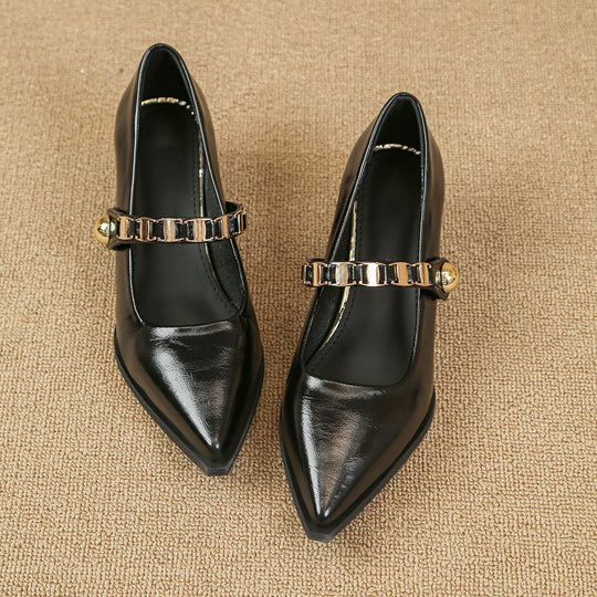 Damen spitze Slingback-Pumps mit dekorativem Riemchen und komfortablem Blockabsatz EB